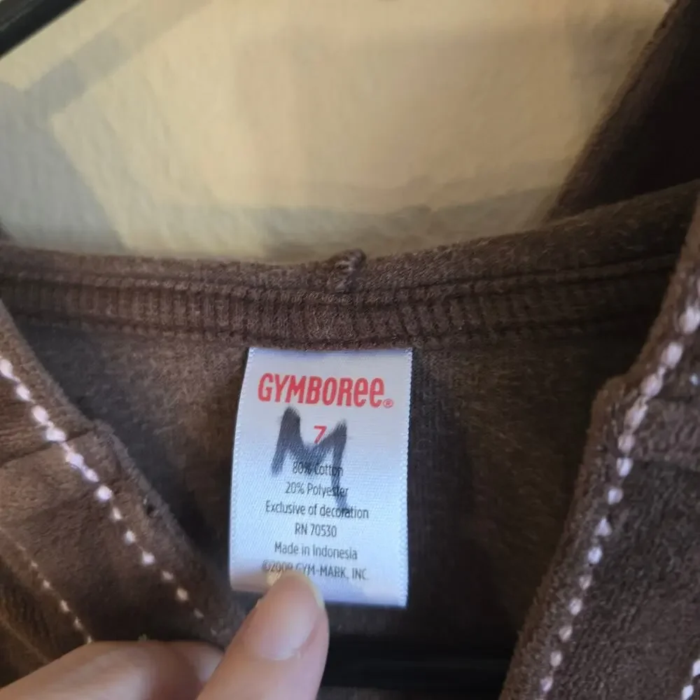 Gymboree brown veou velvet hooded pullover cat size 7 girls